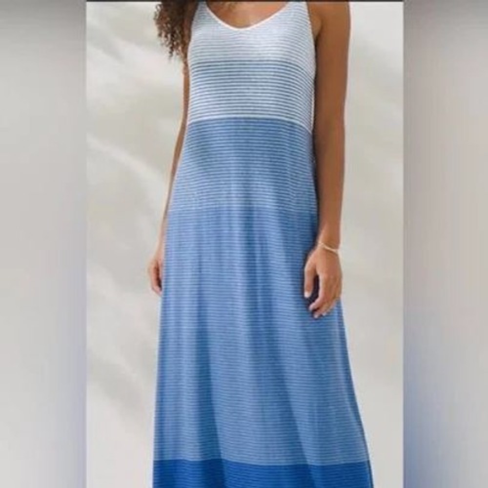Soma Wknd Blue Striped Lined with Interior Bra/Pads Maxi Dress XL